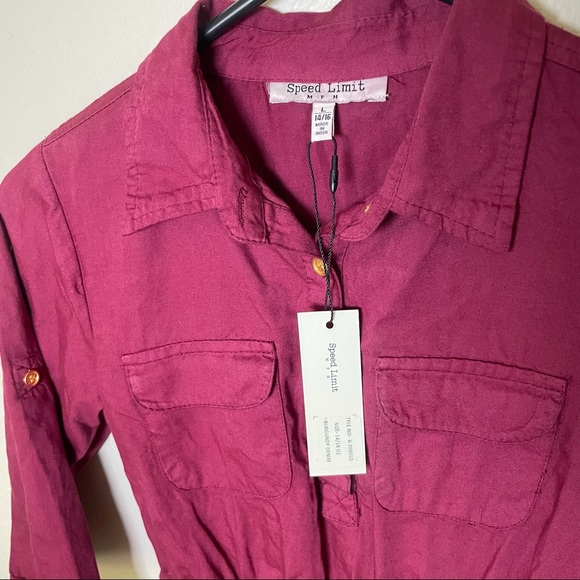 ✨ NWT Girl’s Burgundry 3/4 Sleeve Dress with Pockets and Gold Details Size 14/16 - Picture 3 of 6